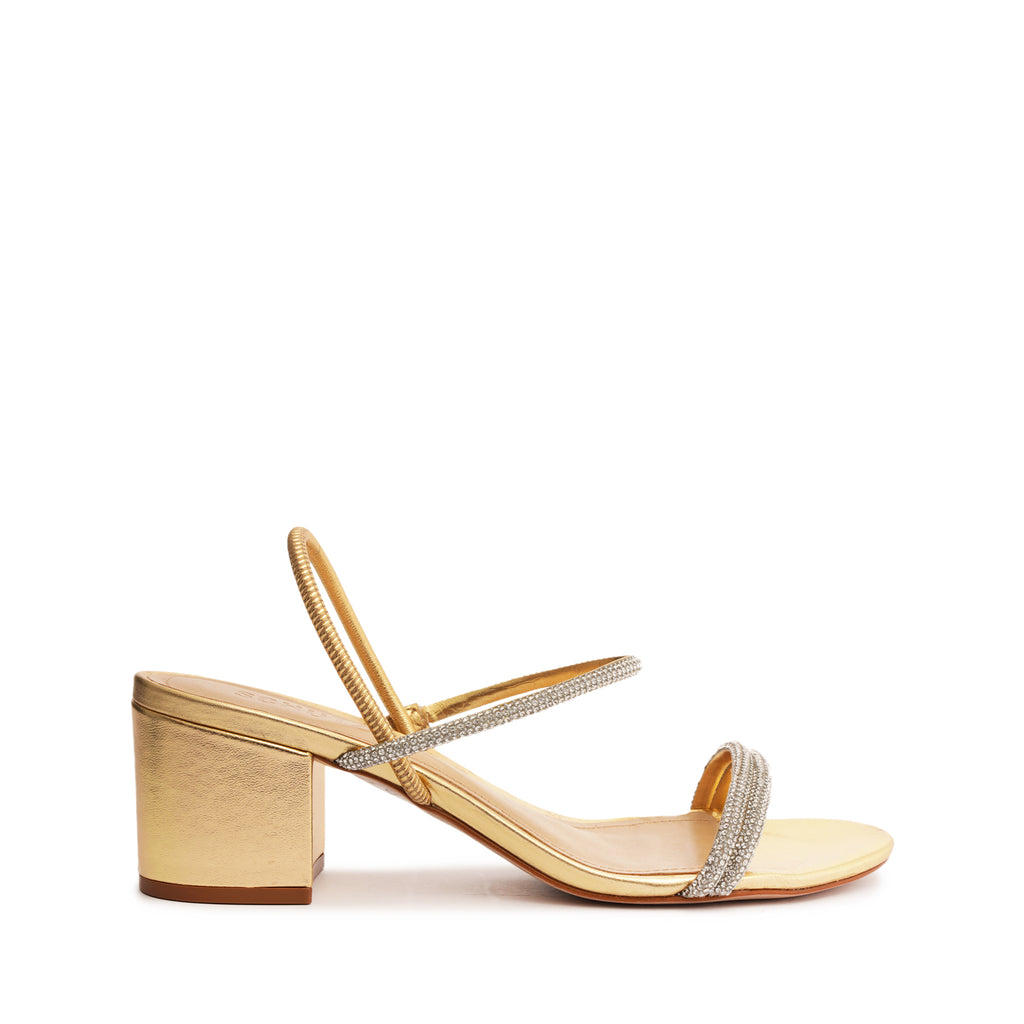 Schutz Whiteley Block Metallic Leather Sandal