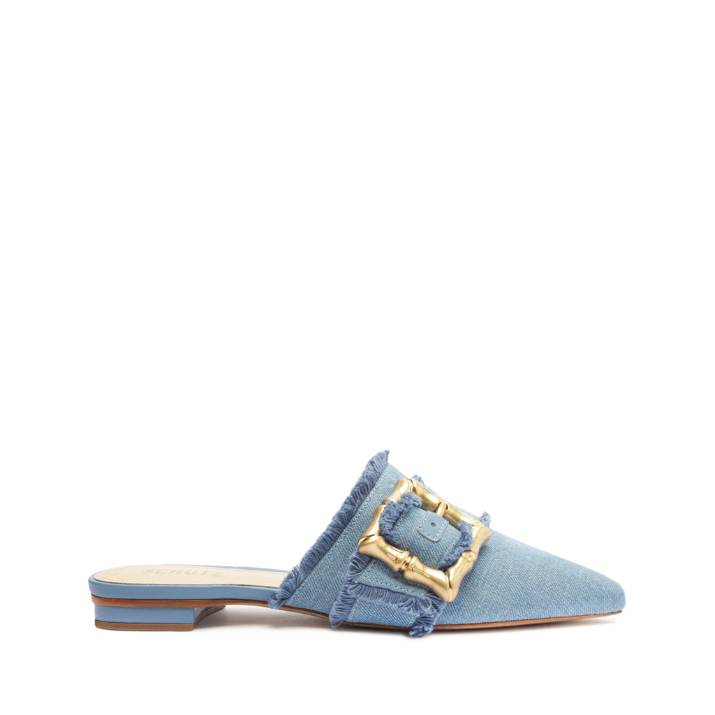 Schutz Enola Mule Denim Flat