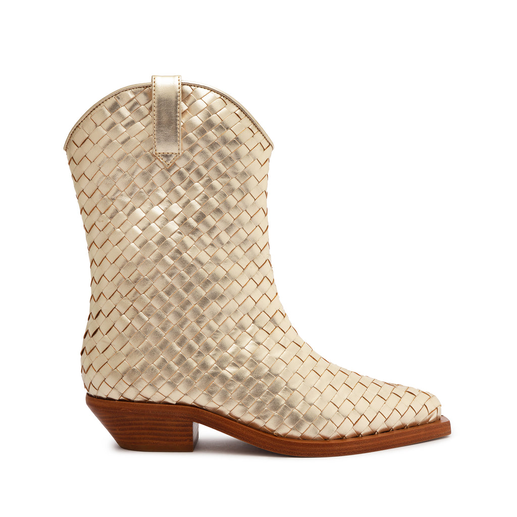 Schutz Cicera Woven Metallic Leather Bootie