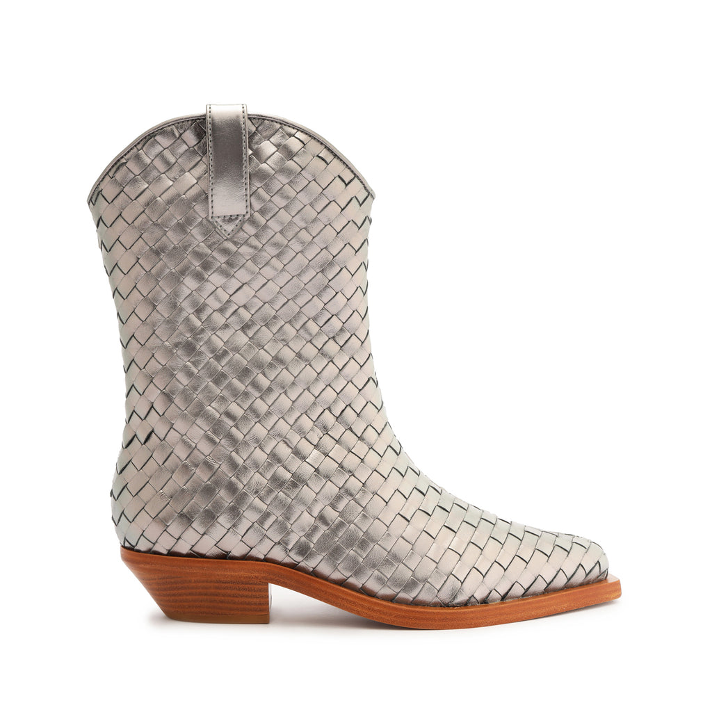 Schutz Cicera Woven Metallic Leather Bootie