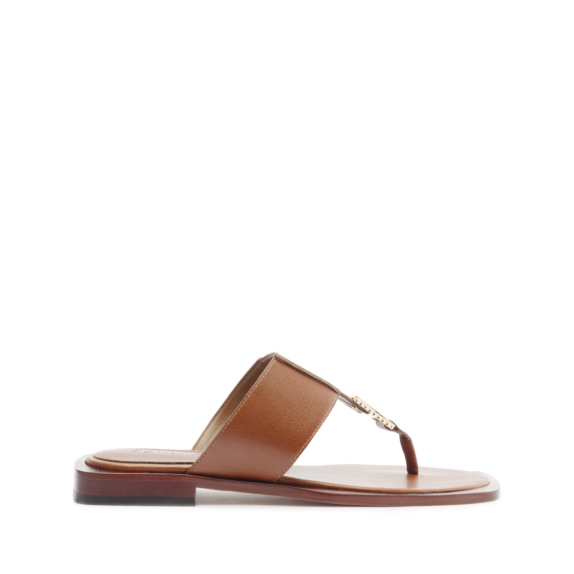 Schutz Salma Metallic Leather Flat Sandal In Brown