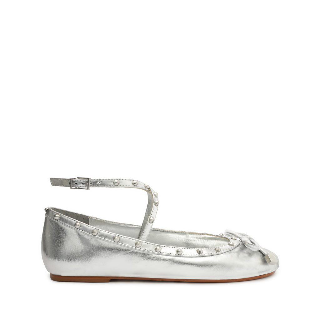 Schutz Larissa Metallic Leather Flat