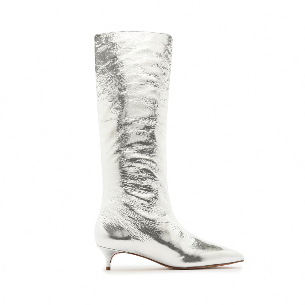 Schutz Gail Up Smashed Metallic Leather Boot