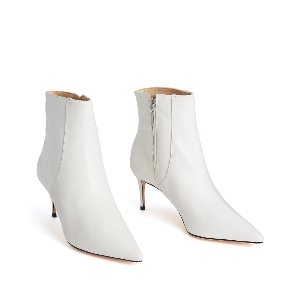 white leather bootie