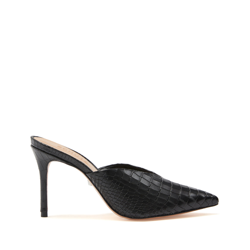 black crocodile mules