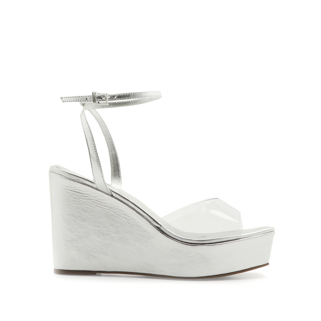 Divany Wedge Sandal in Metallic Leather 