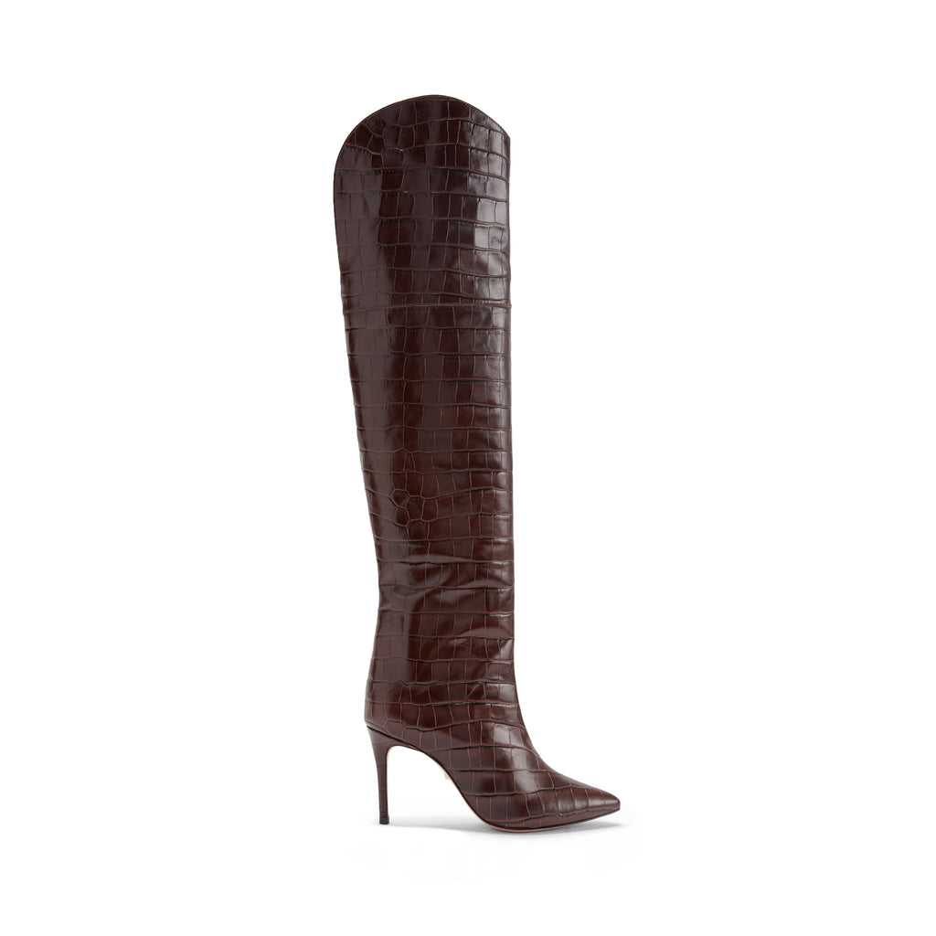 knee high croc embossed boots