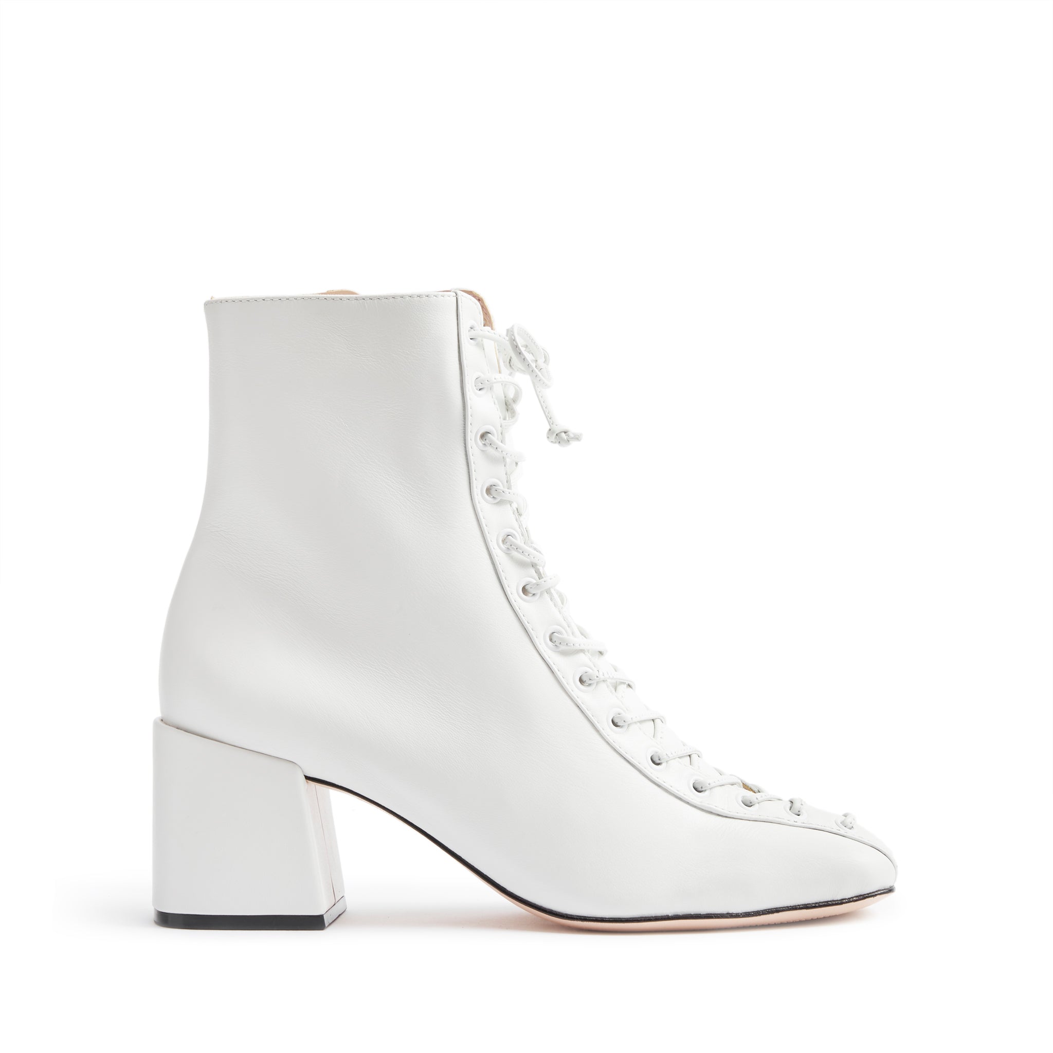 white leather bootie