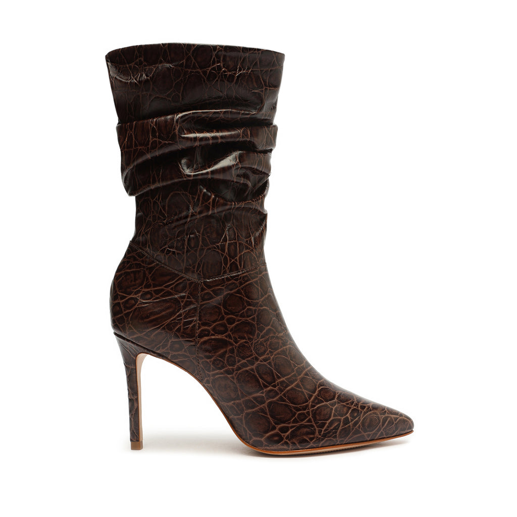 Schutz Ashlee Crocodile-Embossed Leather Bootie