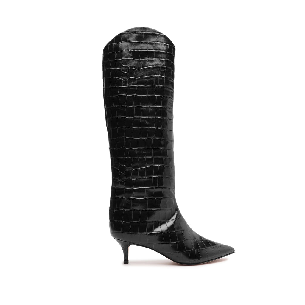 Schutz Maryana Lo Crocodile-Embossed Leather Boot