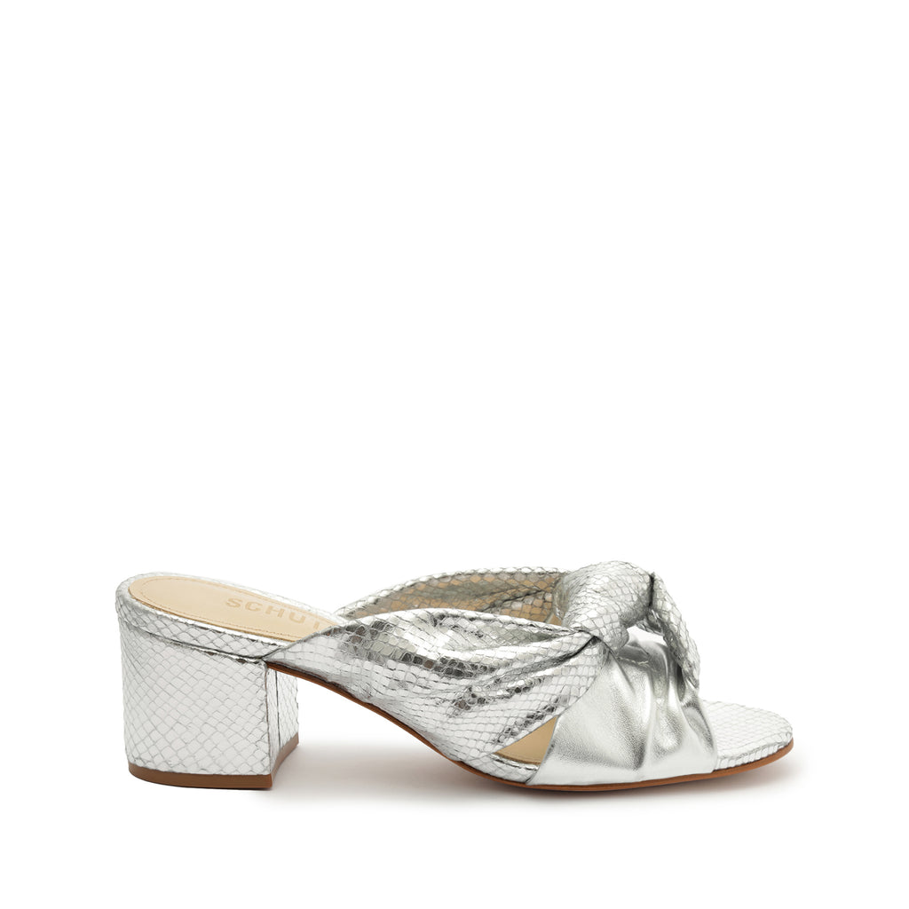 Schutz Mindy Mid Block Metallic Sandal