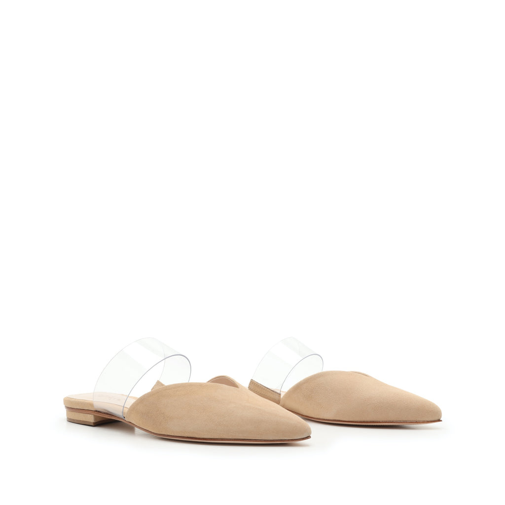 beige mules flat