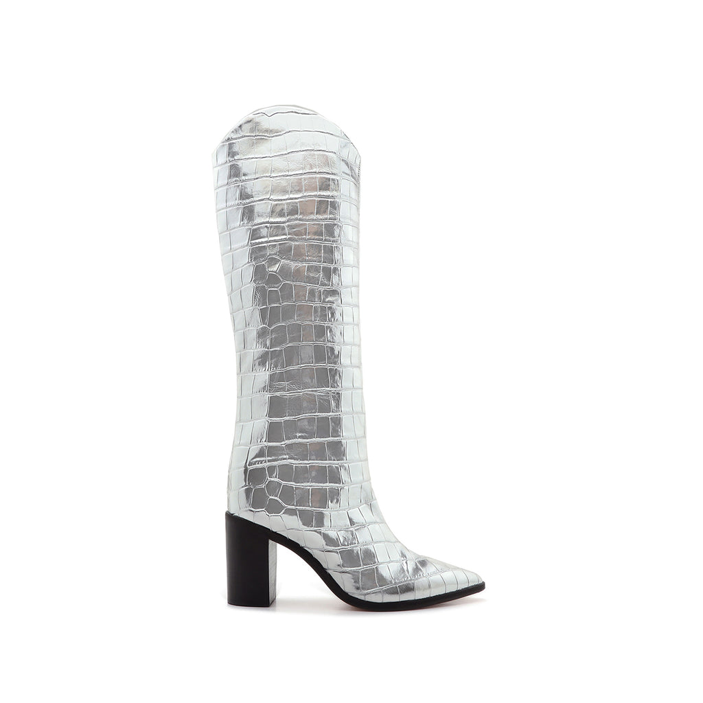 schutz silver boots