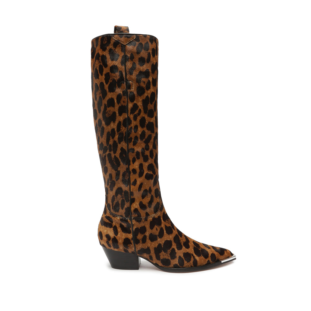Schutz Tessie Wild Up Leopard-Printed Leather Boot