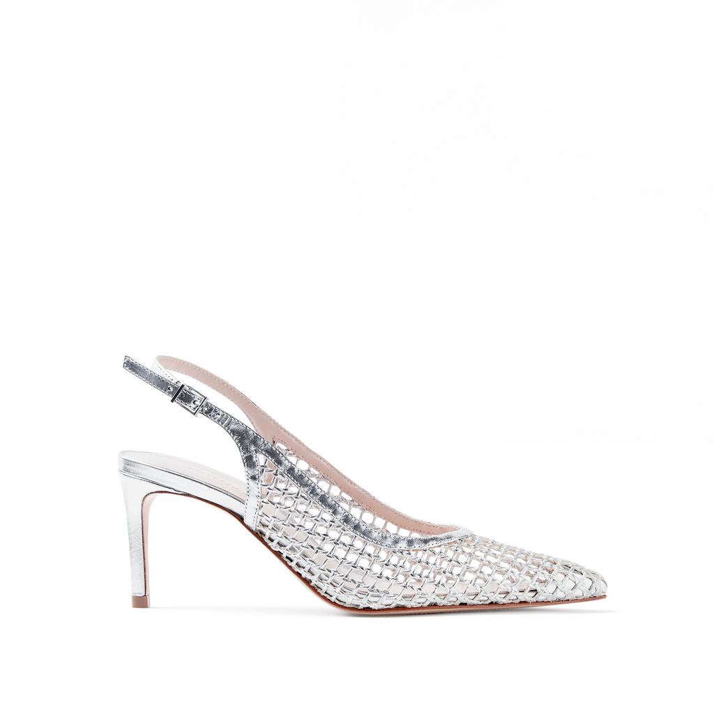 Mica Mesh Slingback Pump in Metallic 