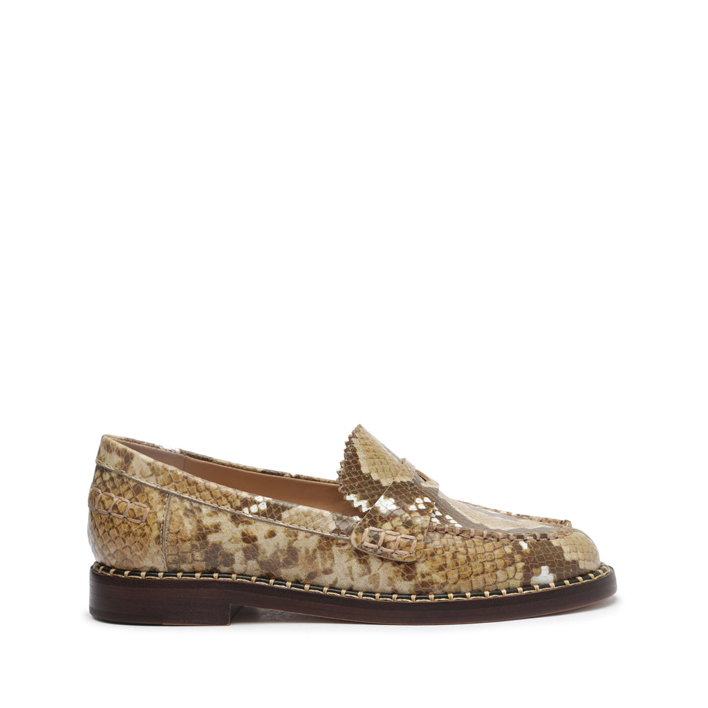 Schutz Christie Snake-Embossed Leather Flat