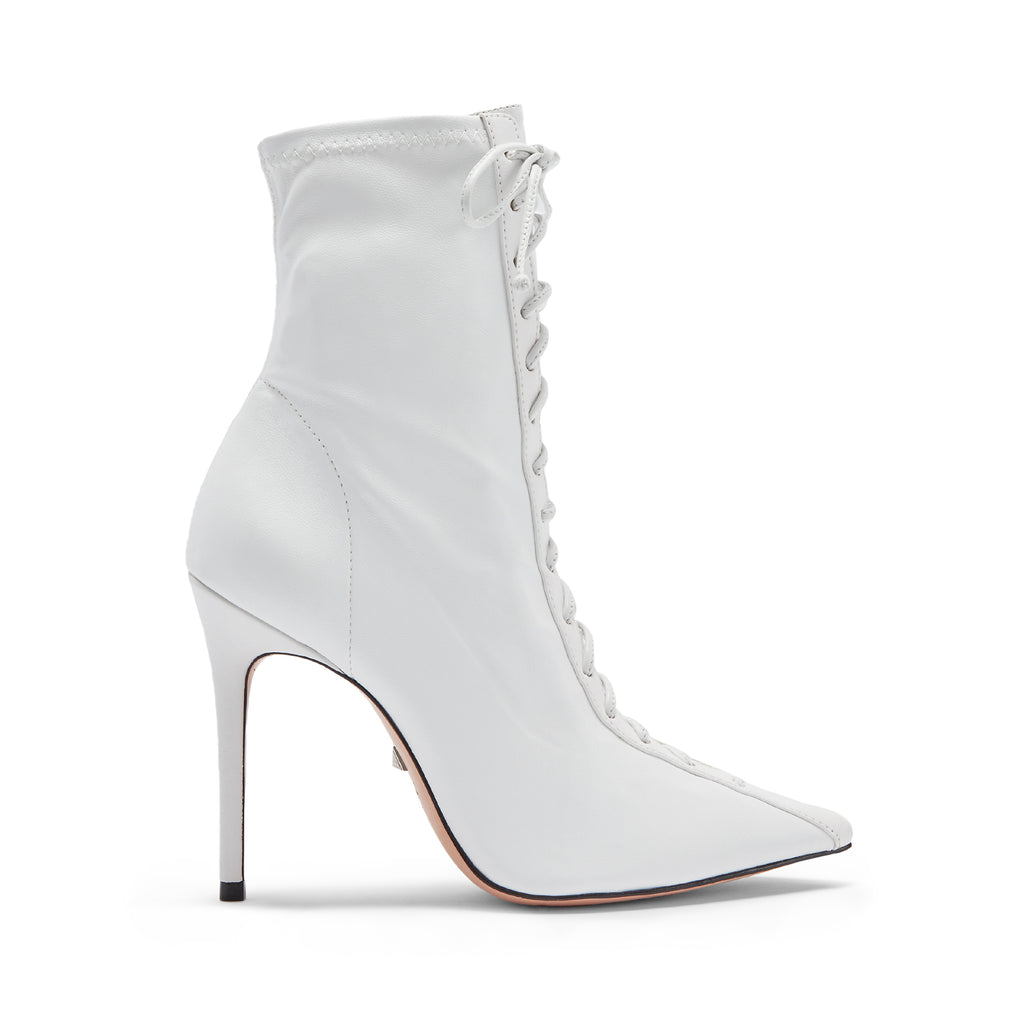 white leather lace up boots