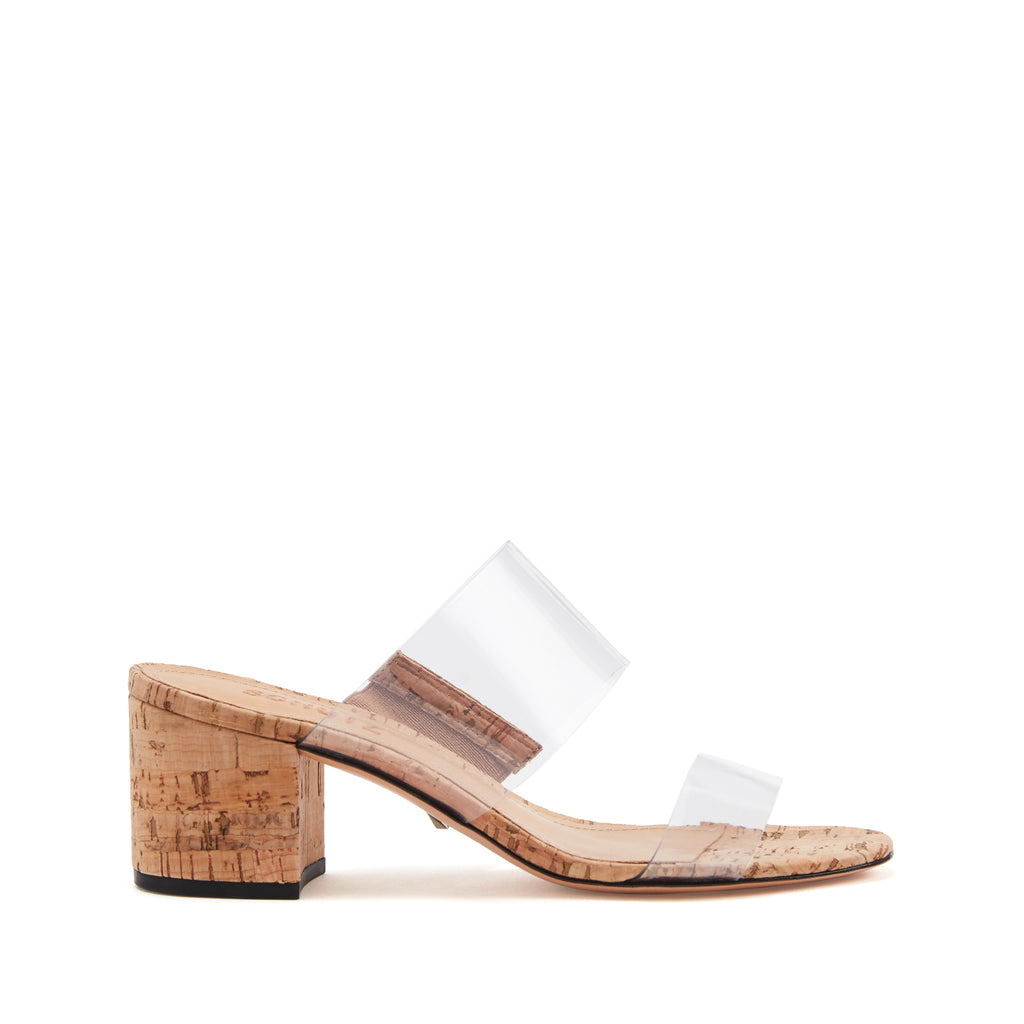 Low Heel Sandal in Natural Cork \u0026 Vinyl 