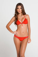 COSQUILLITAS - Molded Push Up Bandeau Halter Top & Multi Braid Brazilian Ruched Back Bottom • Scarlet