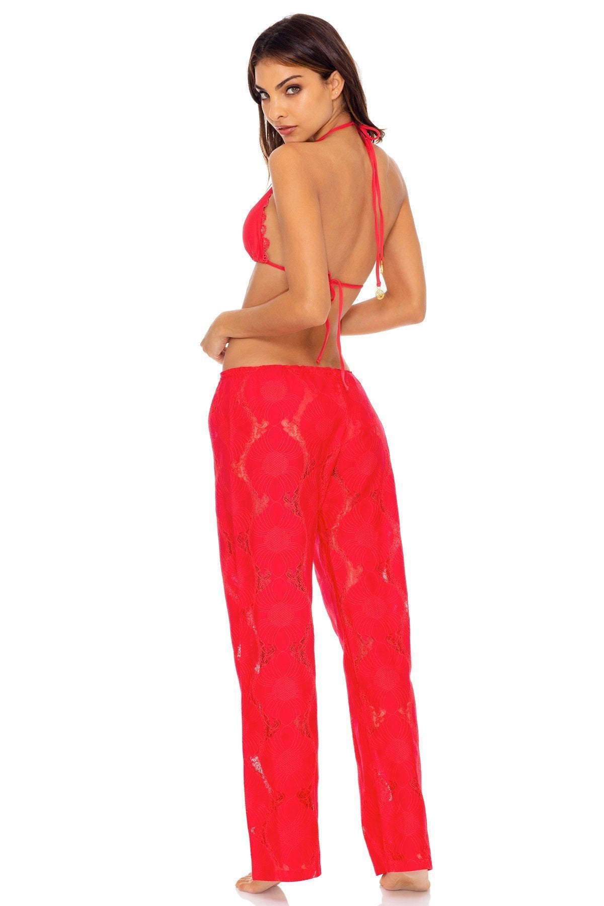 Corazon de Seda Bustier Bikini Top and Beach Pant - Red – Luli Fama