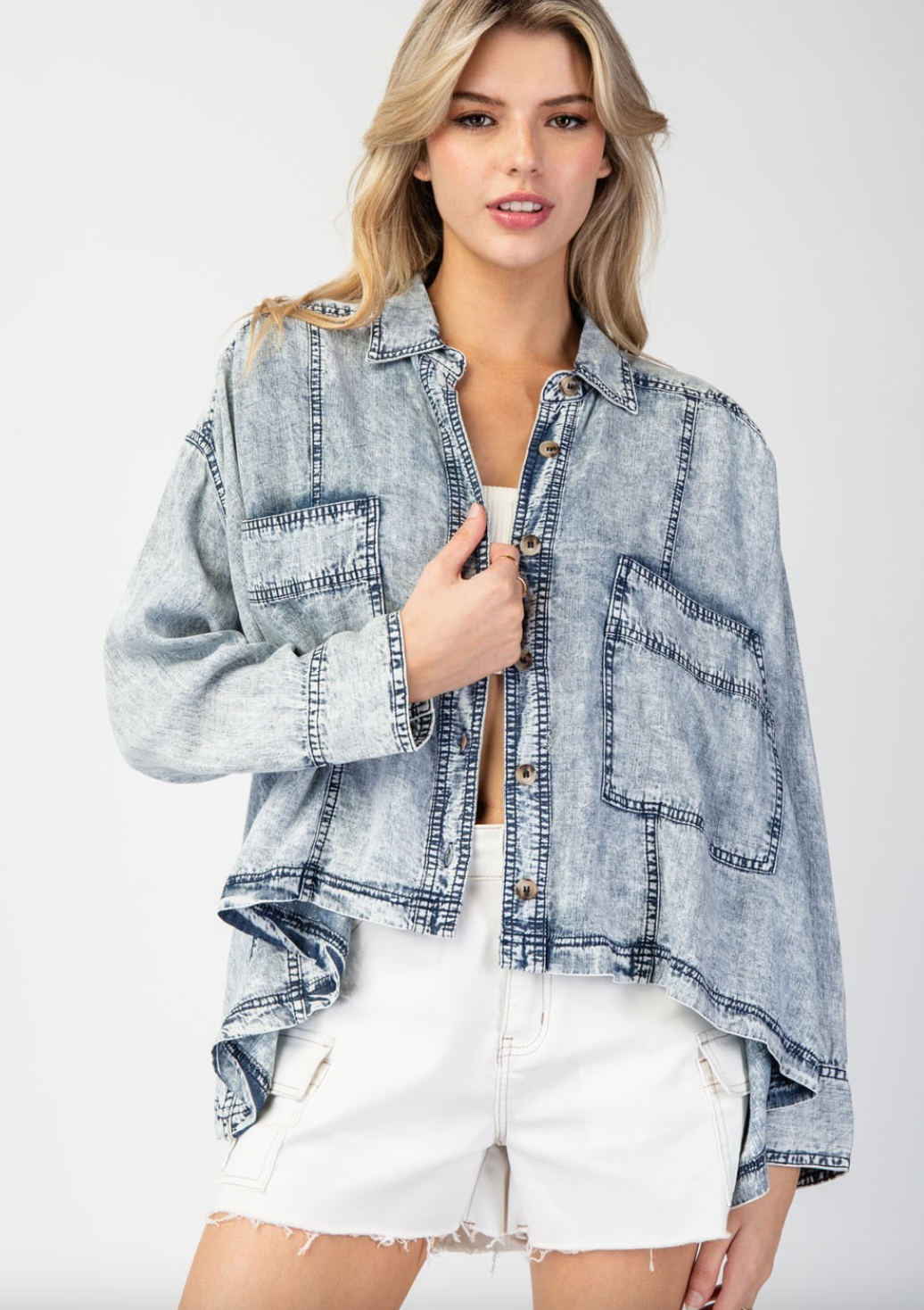 Snow Washed Denim Button Down