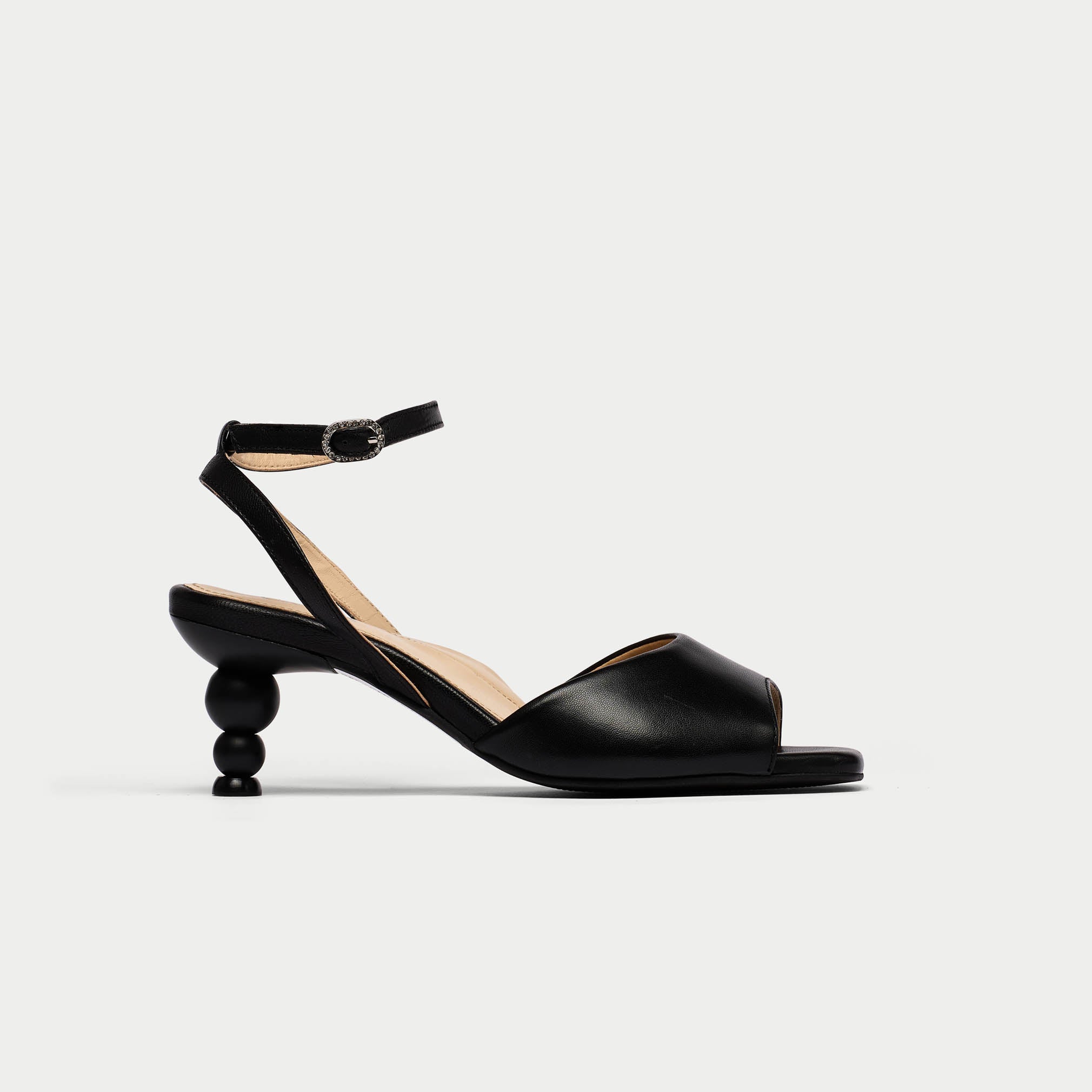 Gloria black leather comfortable sandal for bunionsside