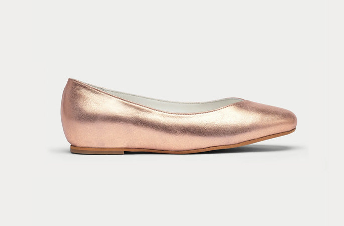 flat rose gold leather shoe