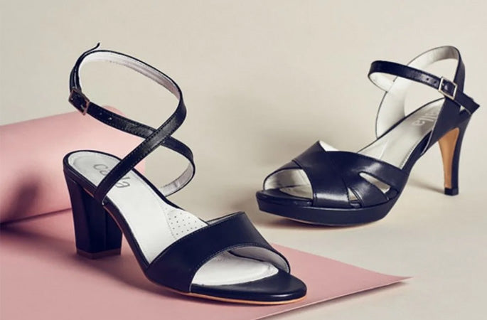 suki black leather heeled sandals