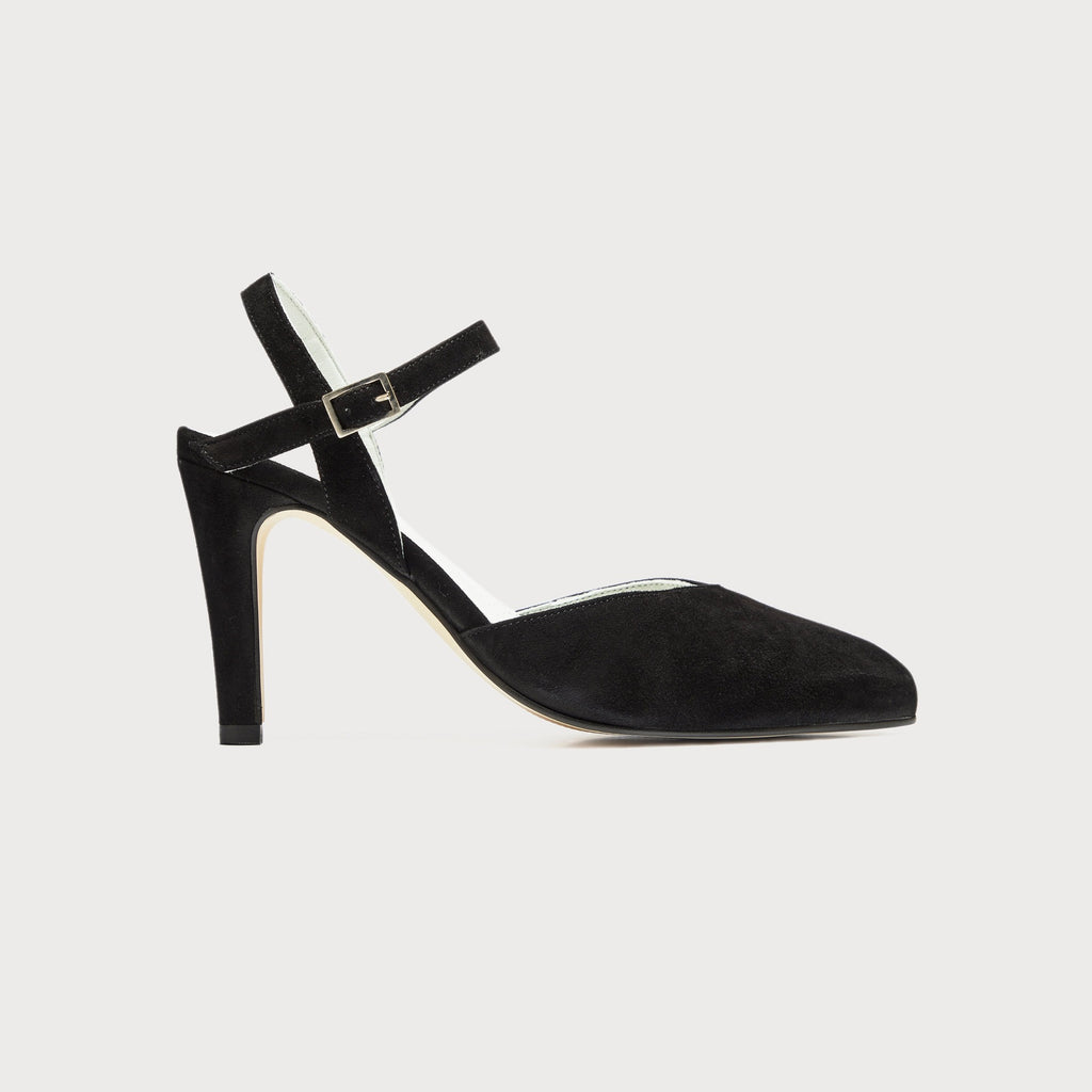 black suedette two part platform courts