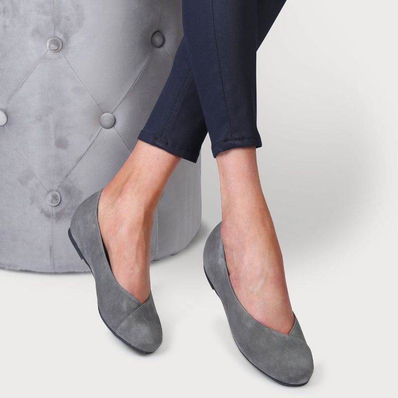 gray flat shoes