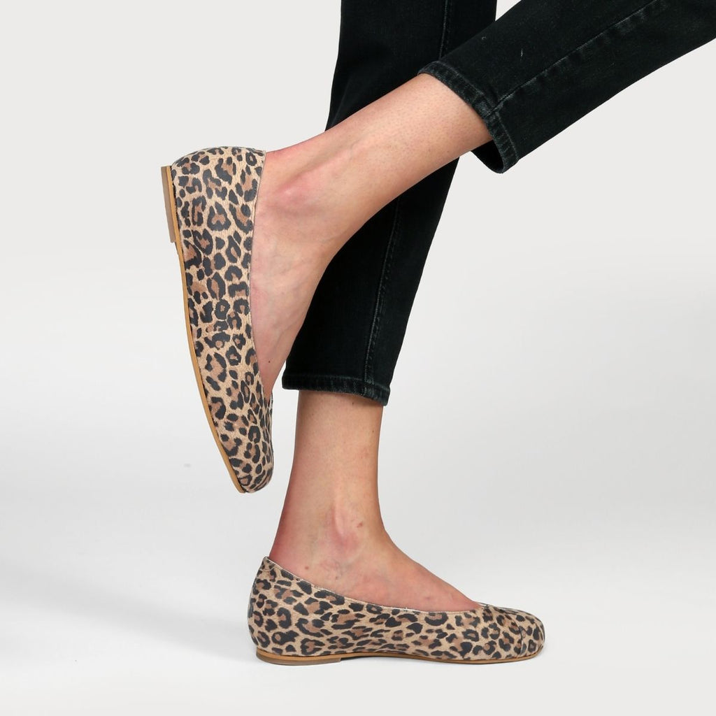 Calla | Charlotte | Leopard print flats for bunions in a wide fit