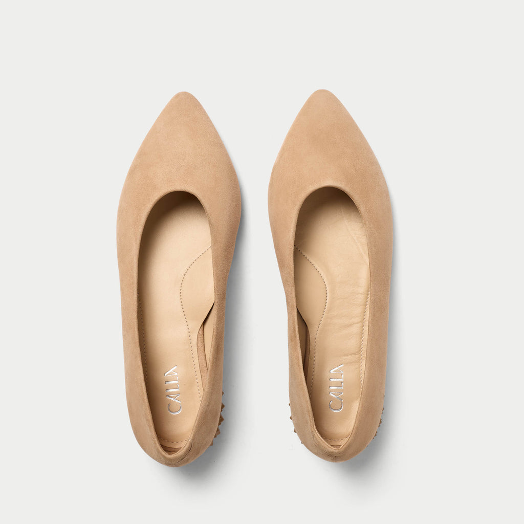 Calla Shoes | Pippa | Taupe Suede court shoe