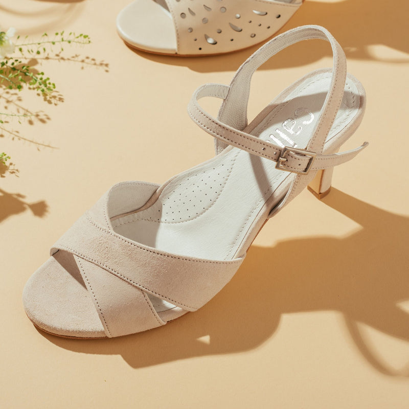 Calla | Sadie | Cream suede heeled sandal