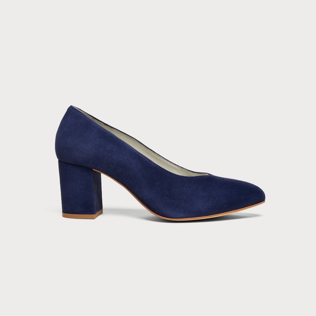 navy suede court shoes