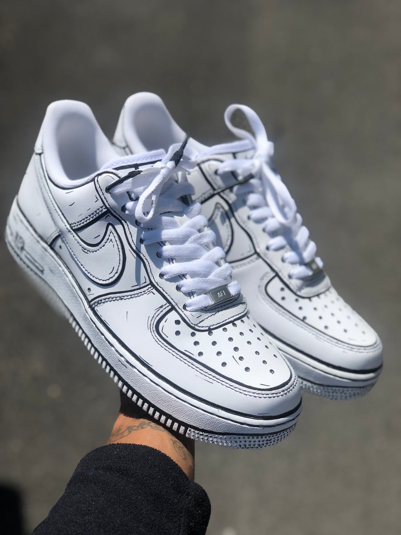 custom black and white air force ones