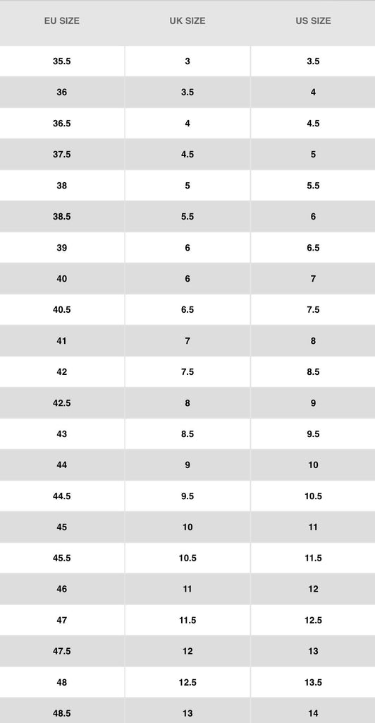 size chart for air force 1