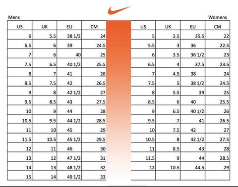 air force size chart