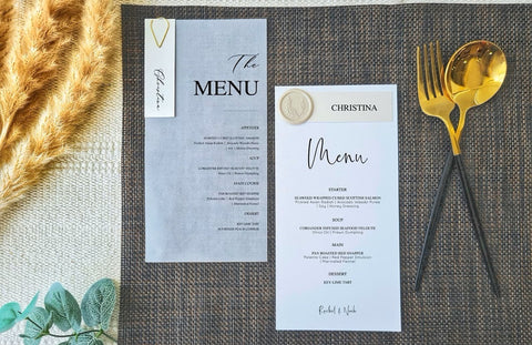 Vellum Menu Card with Paper Clips or Wax Seal