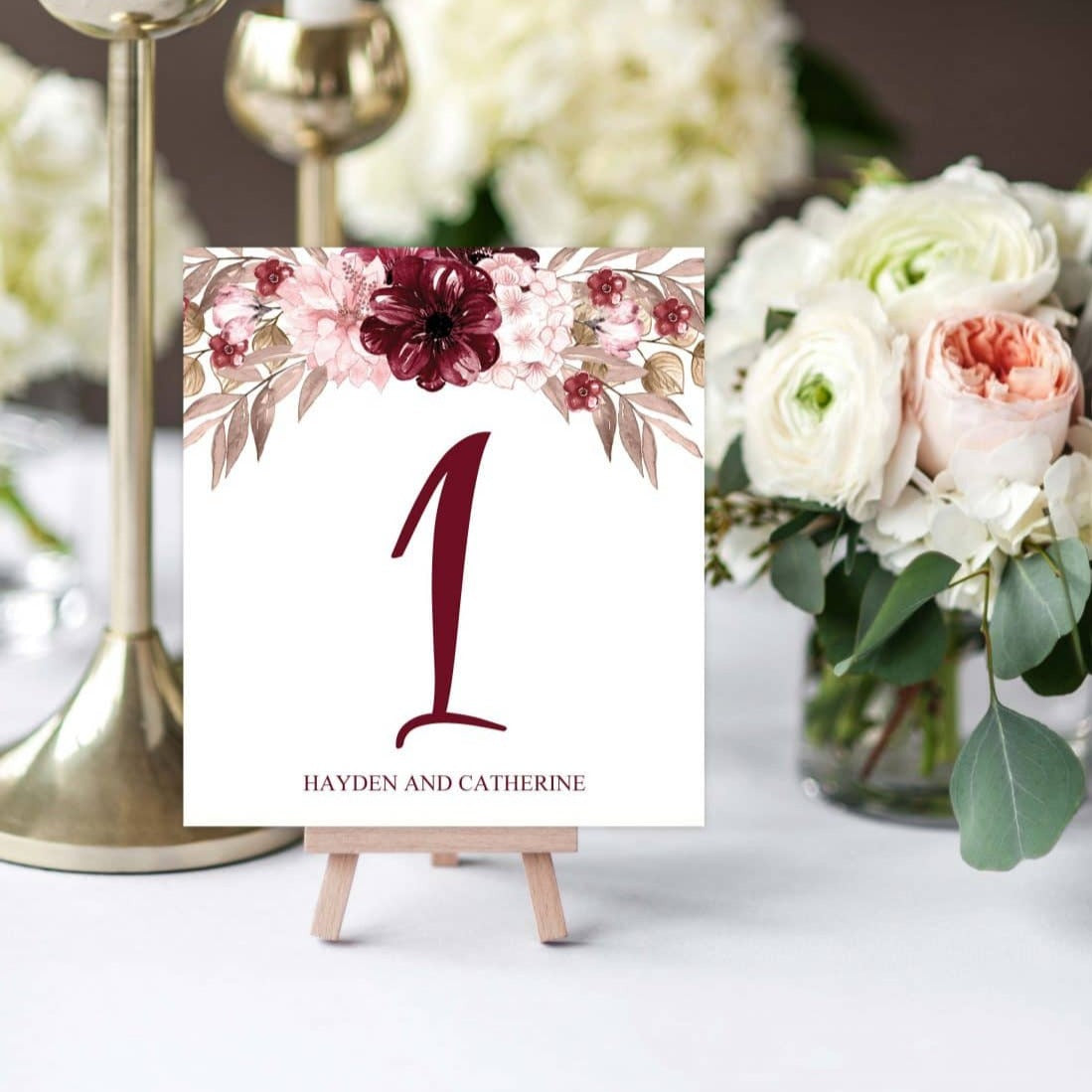 Download Buy Burgundy Happiness Table Number Red Flower Table Sign Online 2020