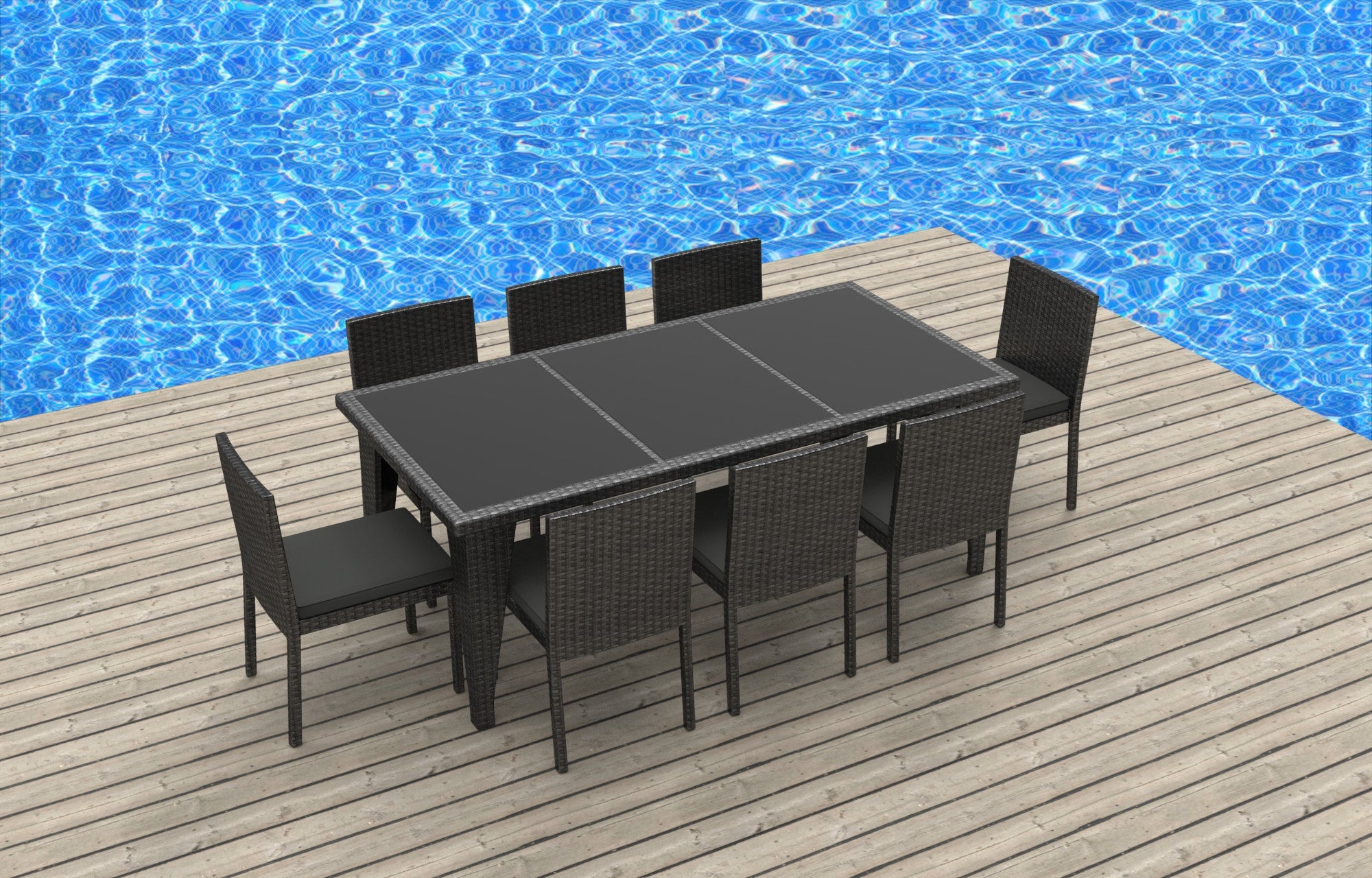 9 Piece Wicker Outdoor Patio Dining Set - Gray Wicker ...