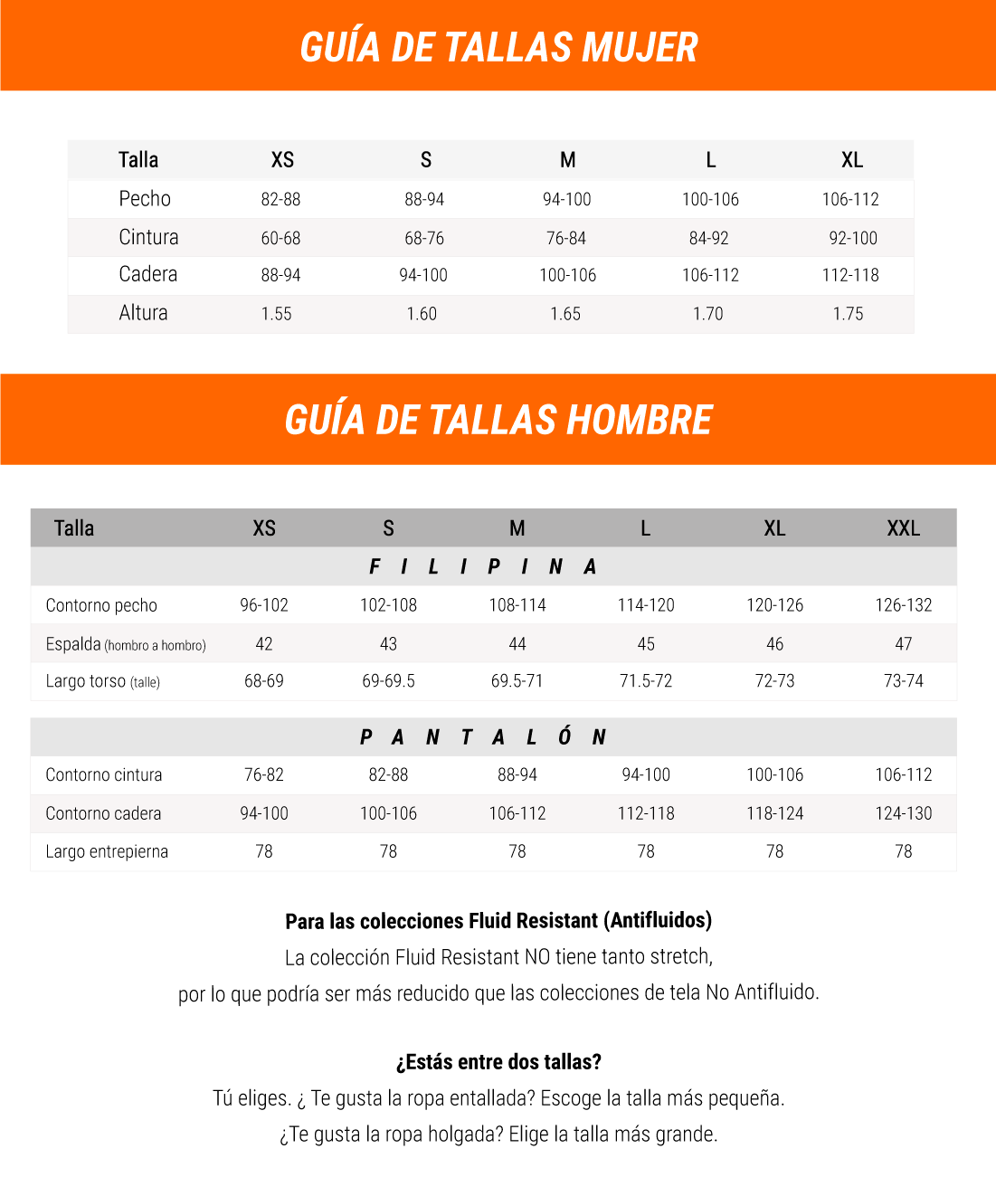 Guia de Tallas - Version Original