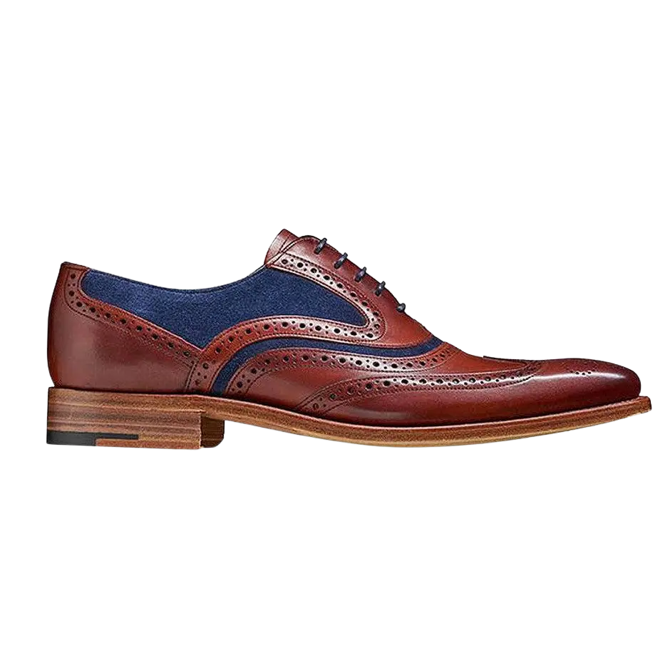 Barker McClean Brogue Shoes for Men in Rosewood and Navy
