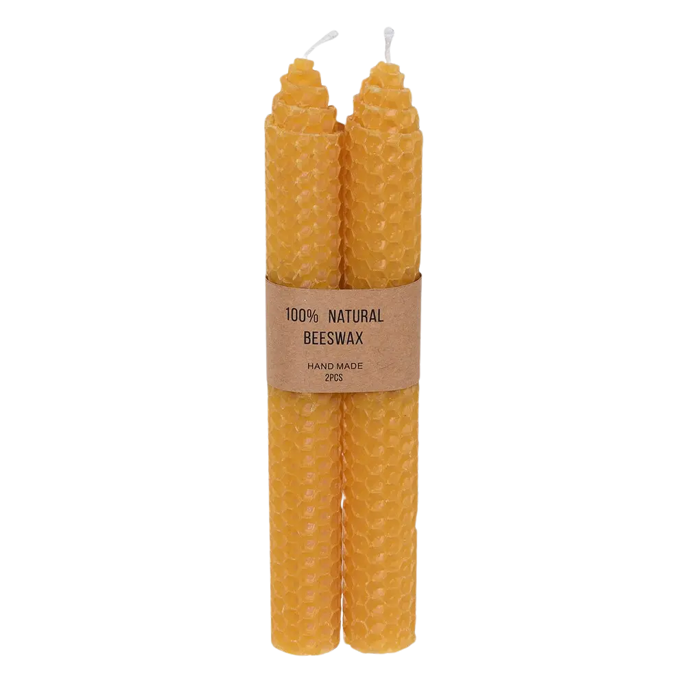 Set Of 2 Yellow Beeswax Candles