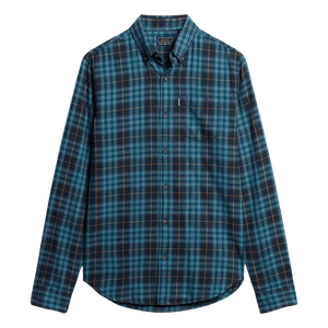 Selected Homme flannel plaid shirt in navy and green
