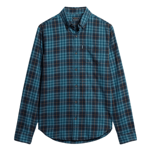 Selected Homme flannel plaid shirt in navy and green