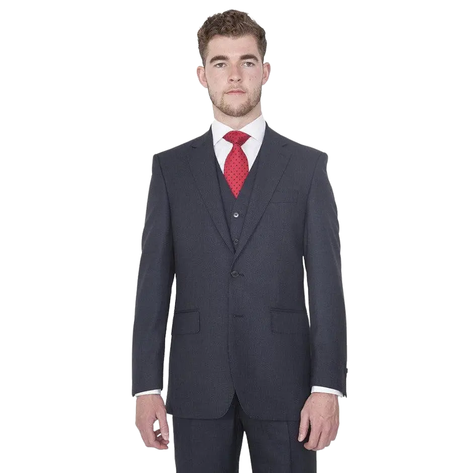 The Label Classic Fit Wool Suit Jacket for Men in Navy Birdseye