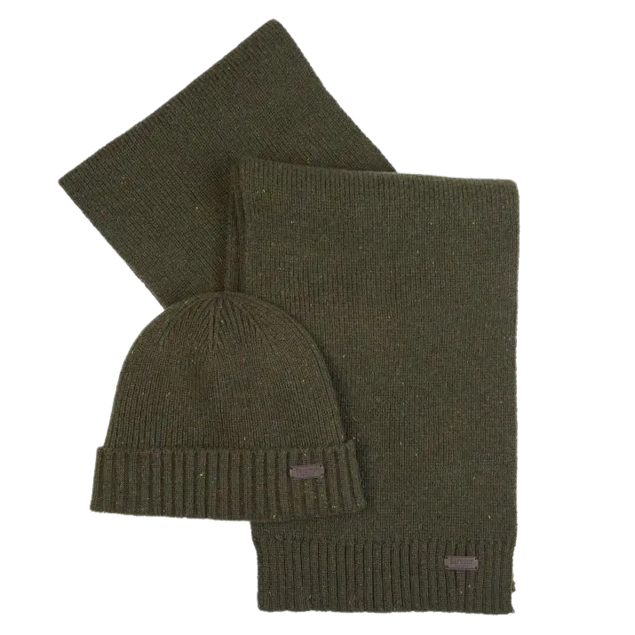 Barbour Carlton Fleck Beanie & Scarf Gift Set for Men