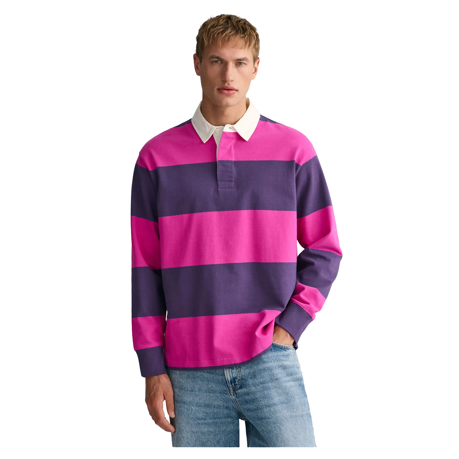 GANT Block Stripe Heavy Rugby Shirt for Men