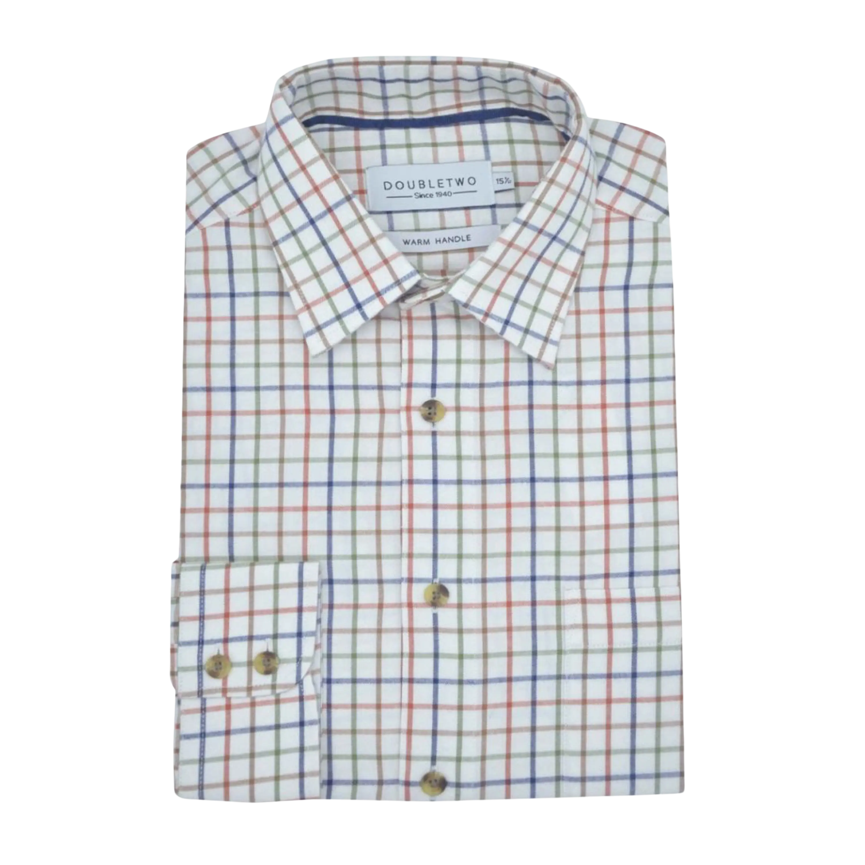 Double Two Tattersall Long Sleeves Brushed Cotton Neat Check Shirt for Men