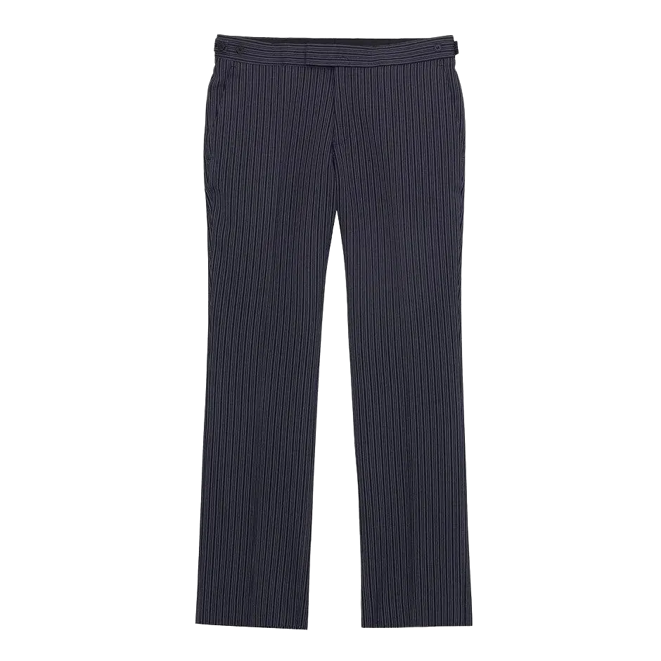 Coes Masonic Plain Front Suit Trousers for Men in Black and Grey Pin Stripe